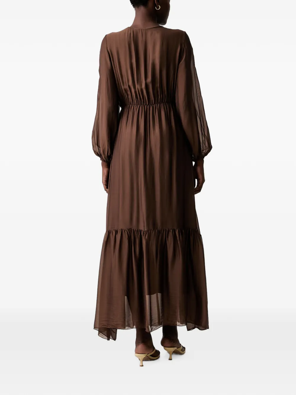 VICOLO Gelaagde maxi-jurk Bruin