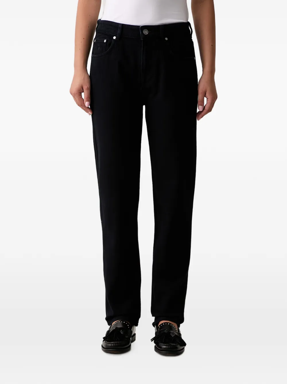 Trussardi logo-patch straight-leg jeans - Schwarz