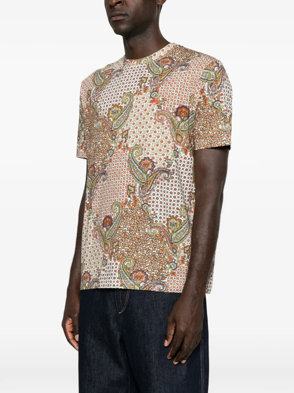 ETRO T-shirt met paisley-print Beige