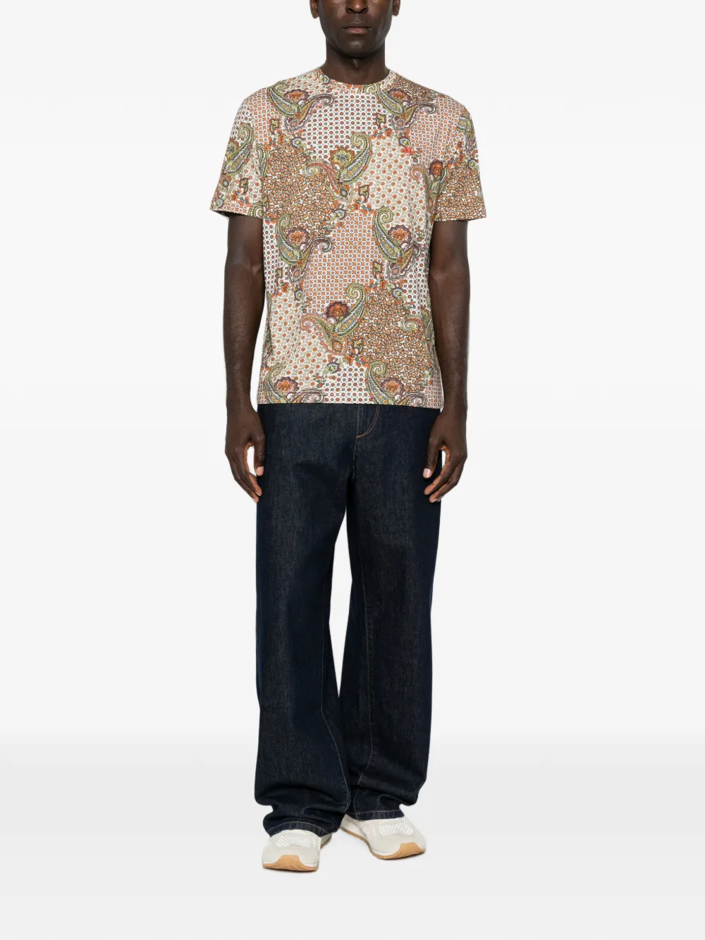 ETRO T-shirt met paisley-print Beige