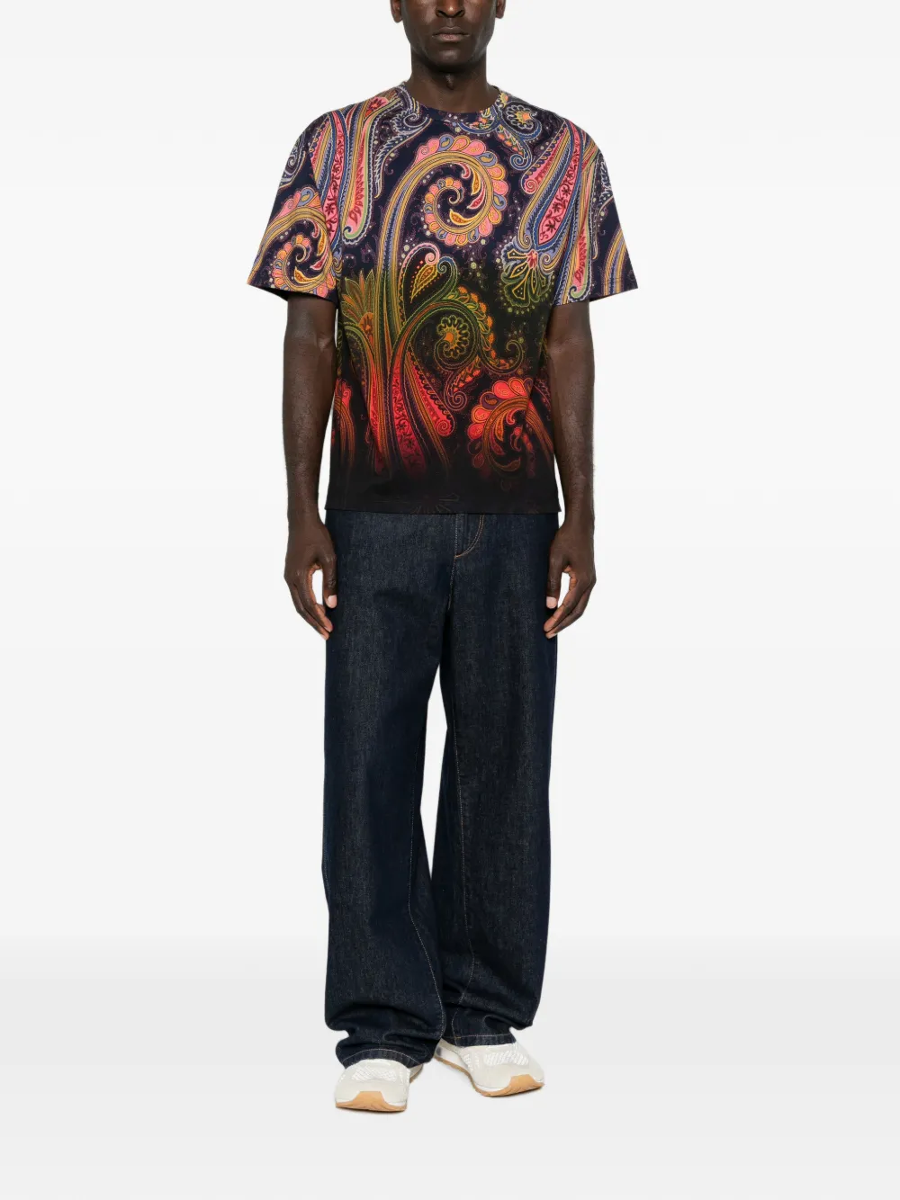 ETRO T-shirt met paisley-print Blauw