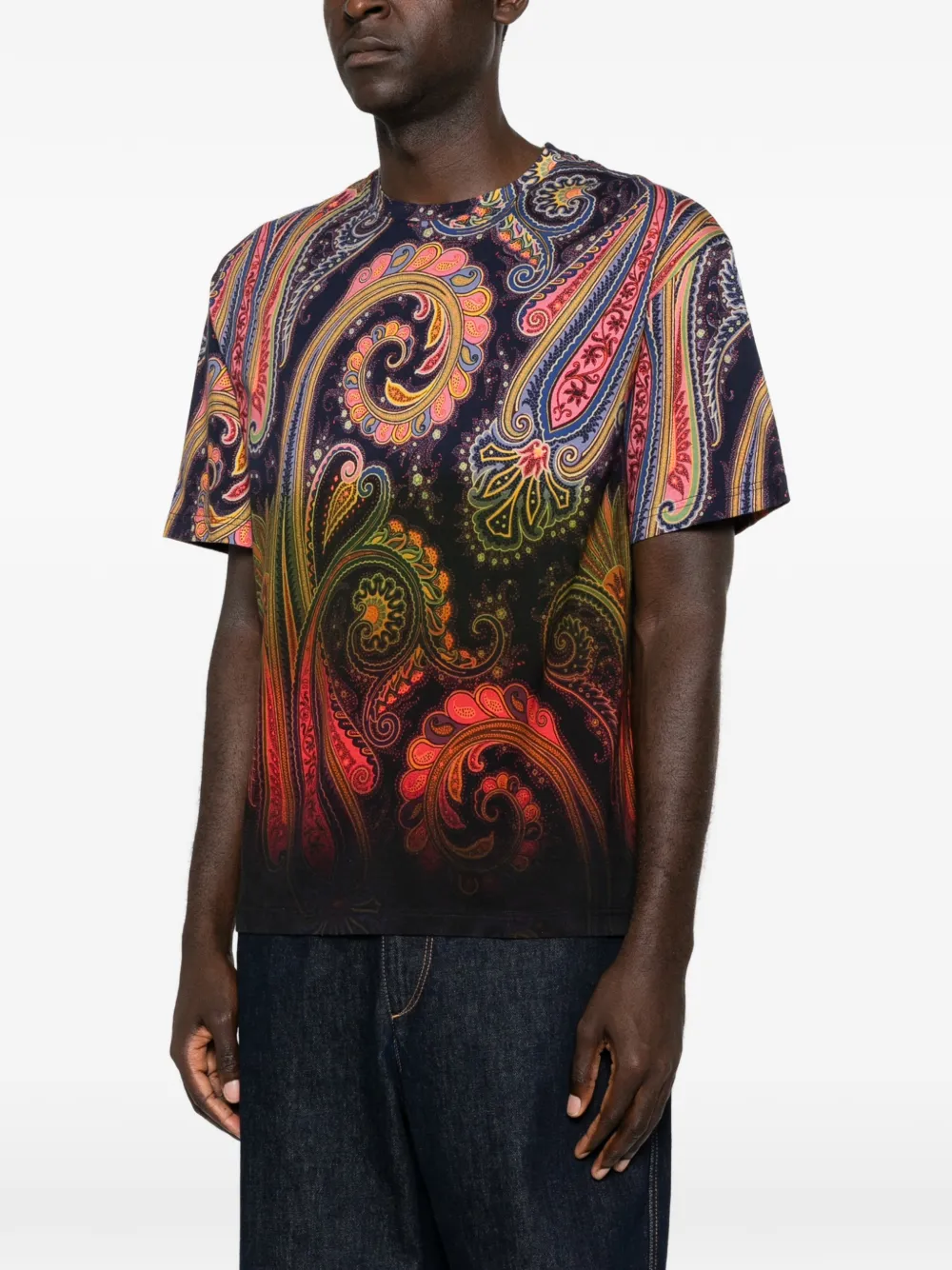 ETRO T-shirt met paisley-print Blauw