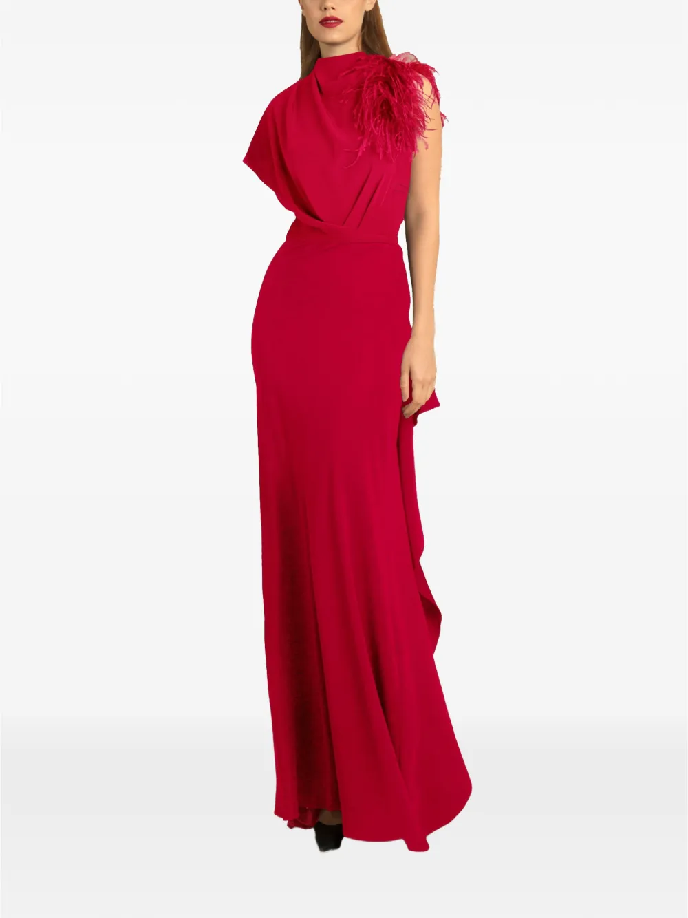 Gemy Maalouf asymmetrical feathered crepe dress · 6