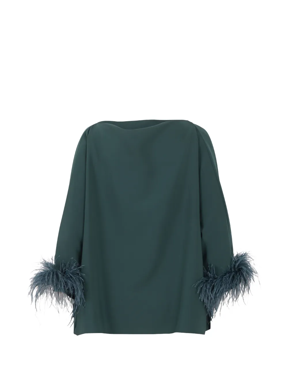 Gianluca Capannolo feather-trim boat-neck blouse - Verde