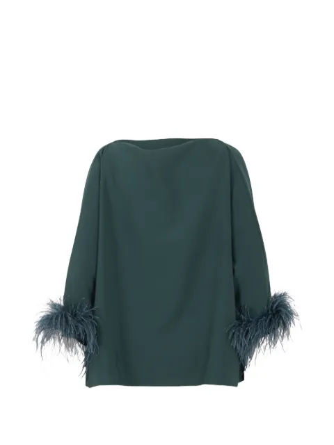 Gianluca Capannolo feather-trim boat-neck blouse