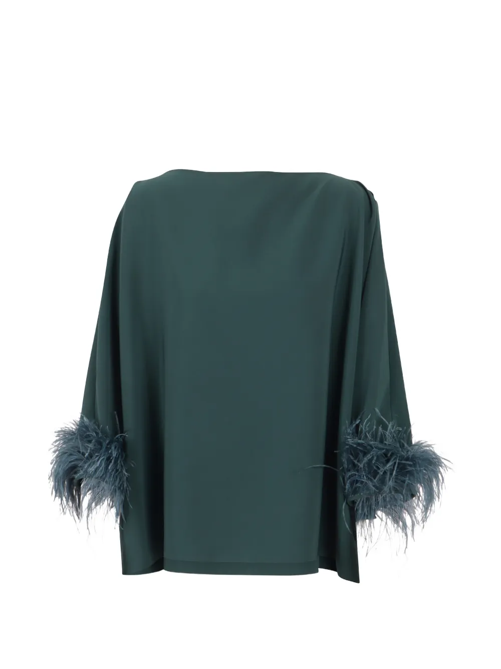 Gianluca Capannolo Blouse met boothals en veren afwerking Groen
