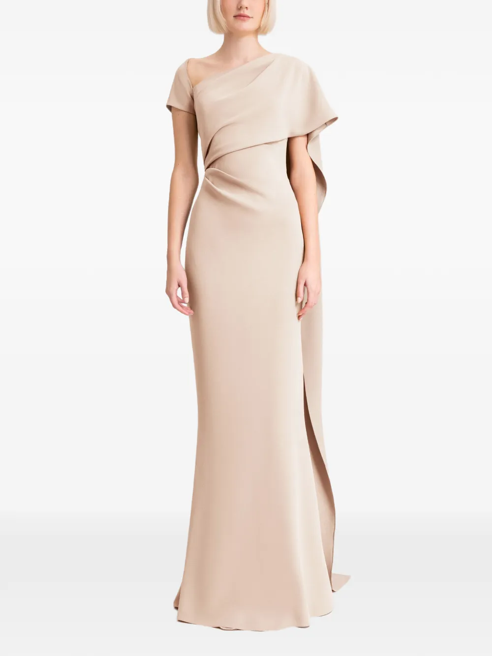 Gemy Maalouf Asymmetrische gedrapeerde avondjurk Beige