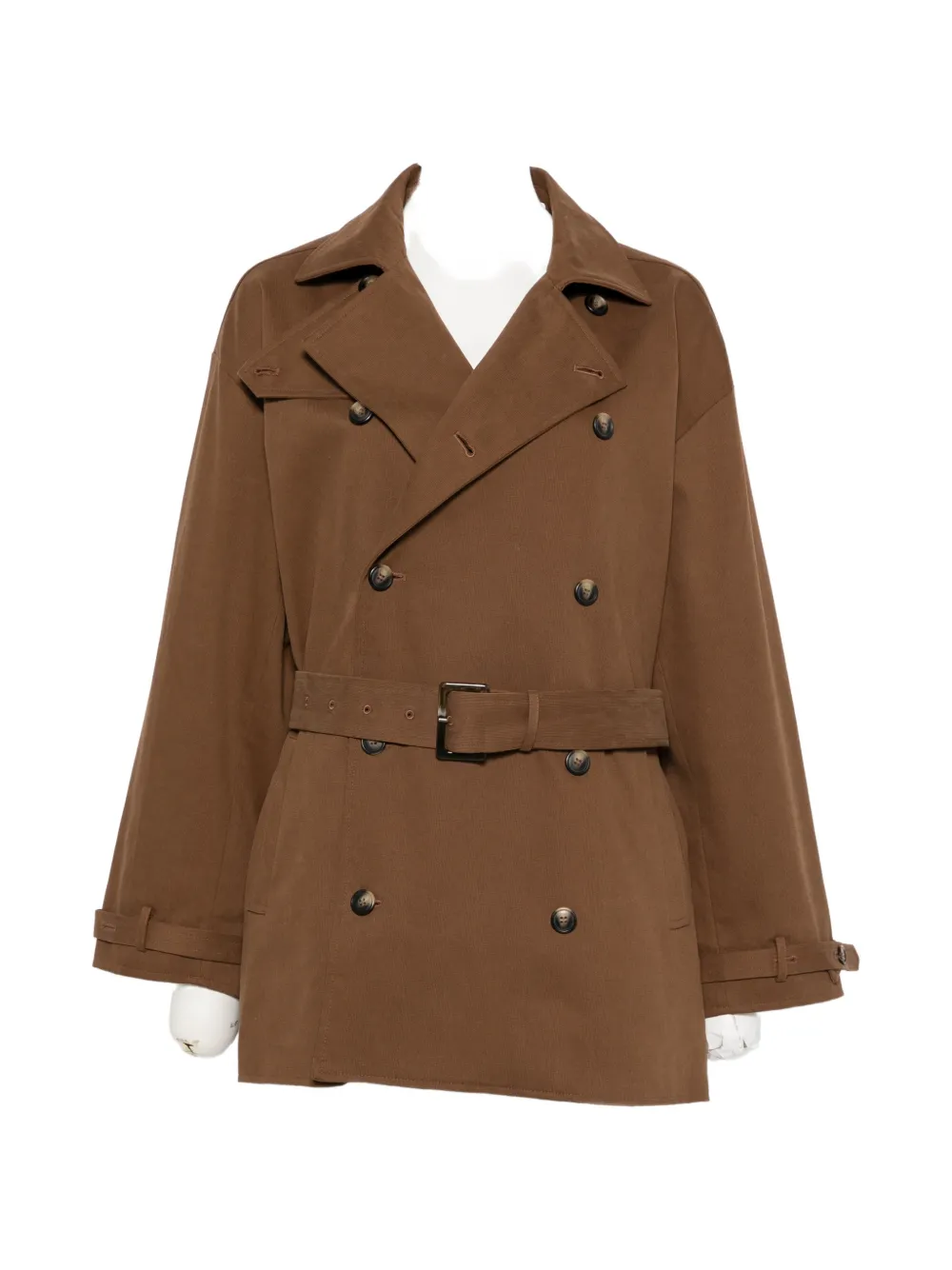 Dôen Wolfe Double-breasted Trench Coat in Brown
