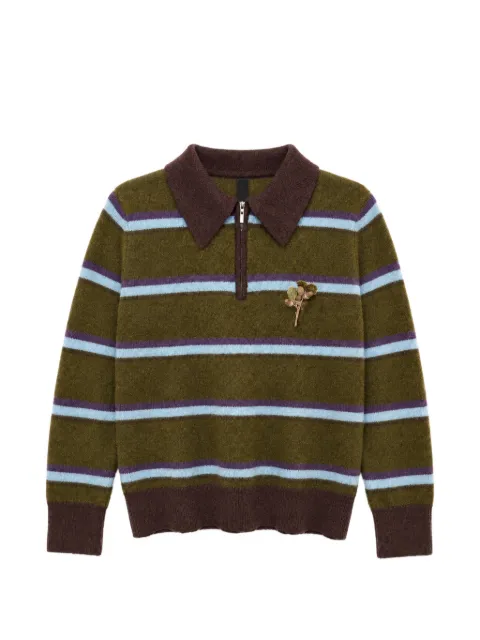 Ka Wa Key Acorn hand-crocheted striped polo shirt