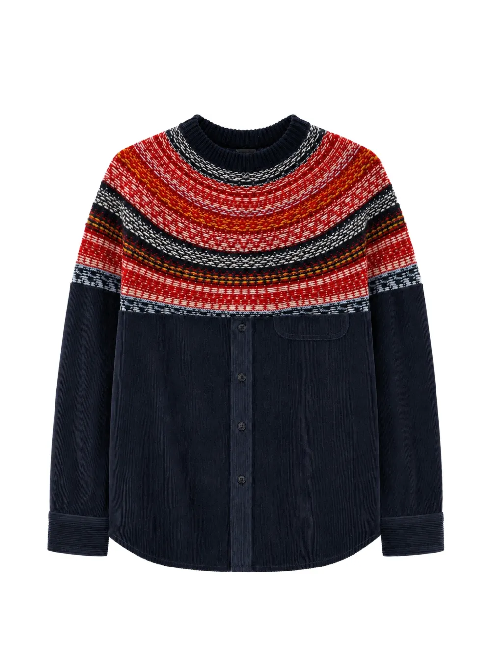 Ka Wa Key Deconstructed Fair Isle-knitted shirt