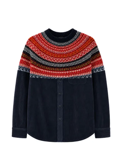 Ka Wa Key Deconstructed Fair Isle-knitted shirt