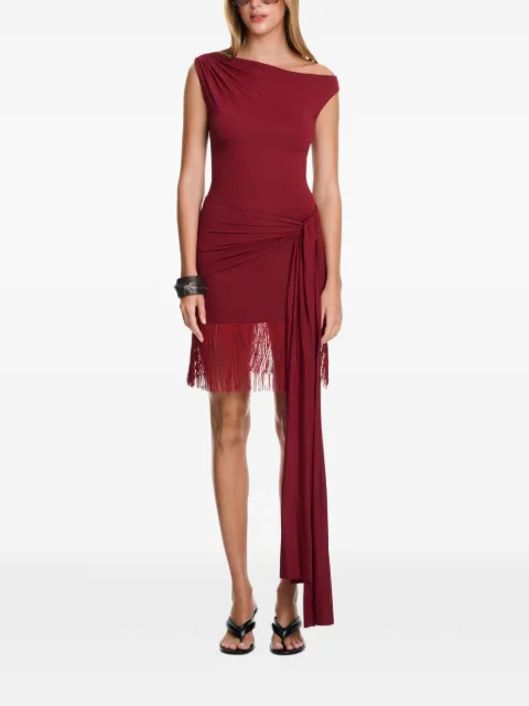 AXEL 113 vestido corto Tina ajustado y drapeado con dobladillo con flecos