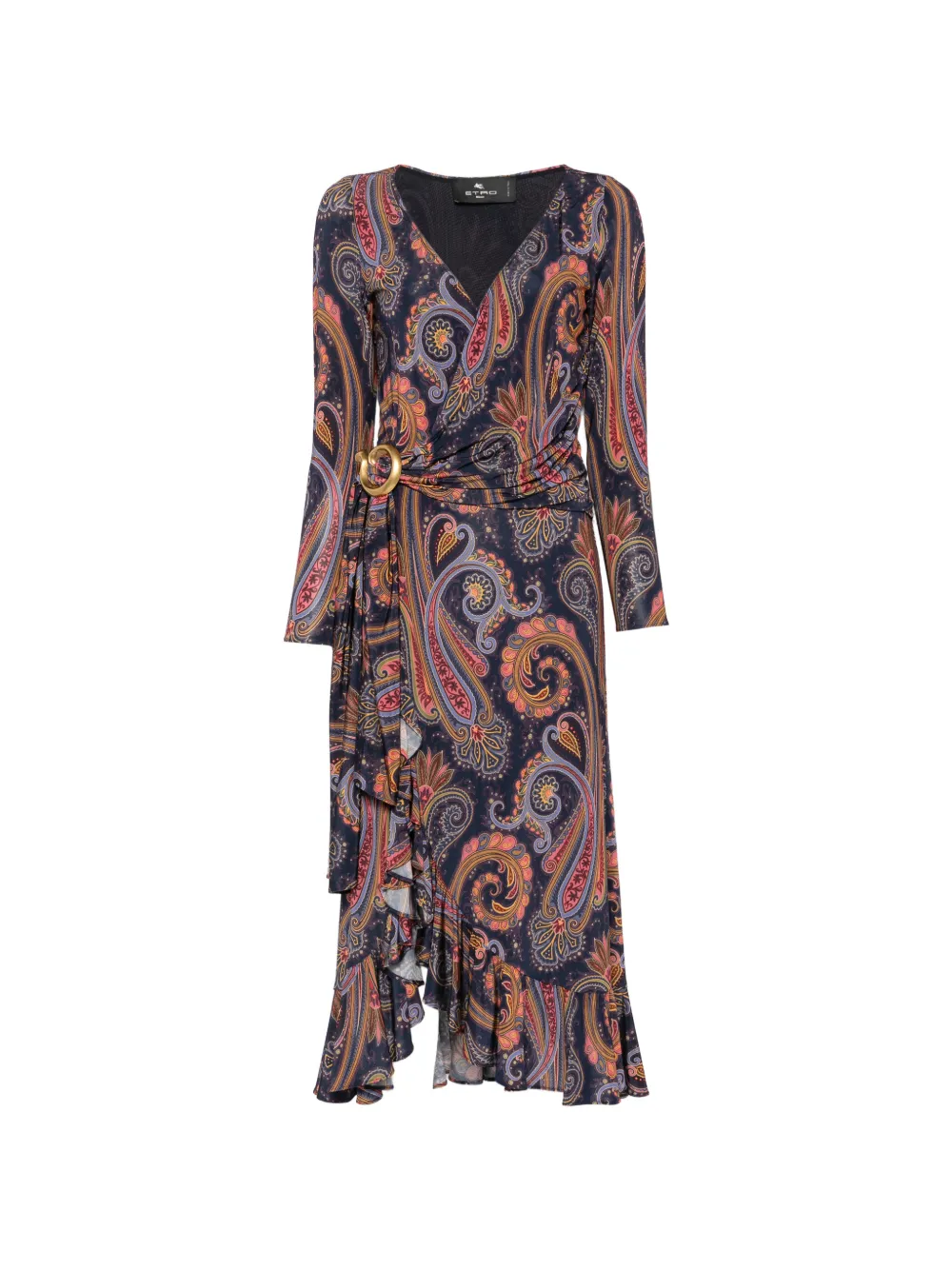 ETRO Abito con ruches e stampa paisley - Blu