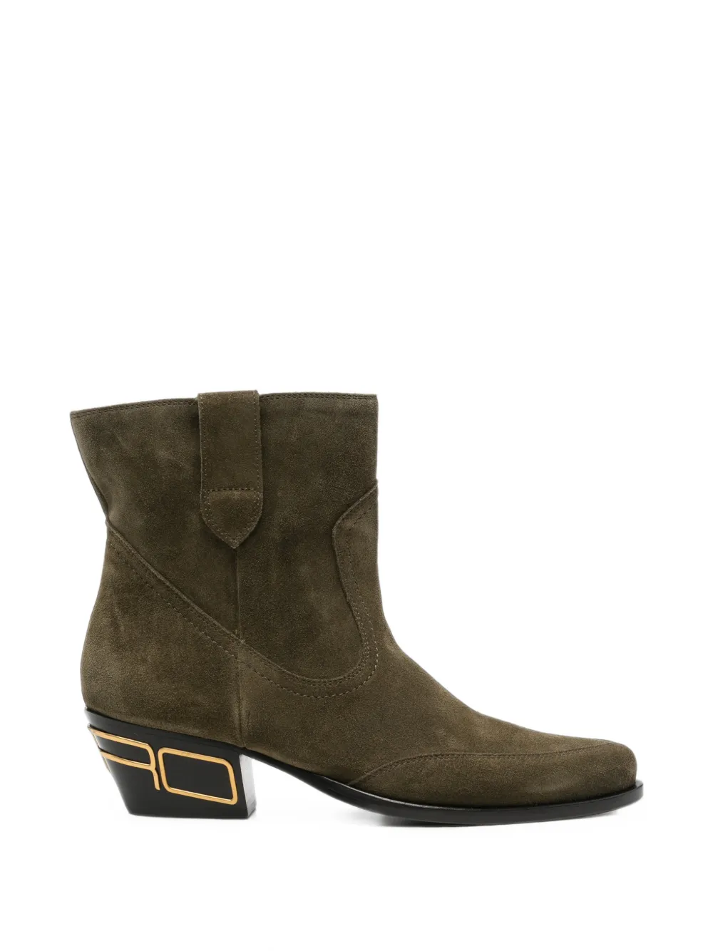 ETRO pointed-toe logo-plaque boots Groen