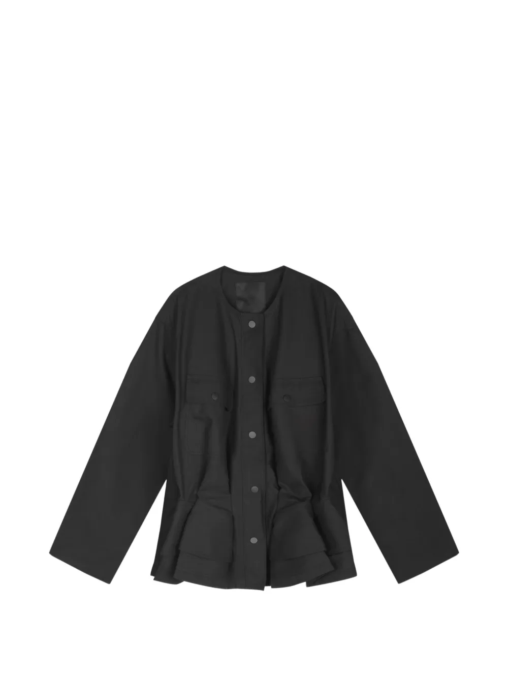Jnby Draped-waist Jacket In Black