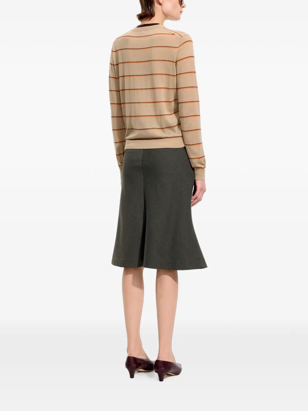 JNBY Gestreepte trui met V-hals Beige