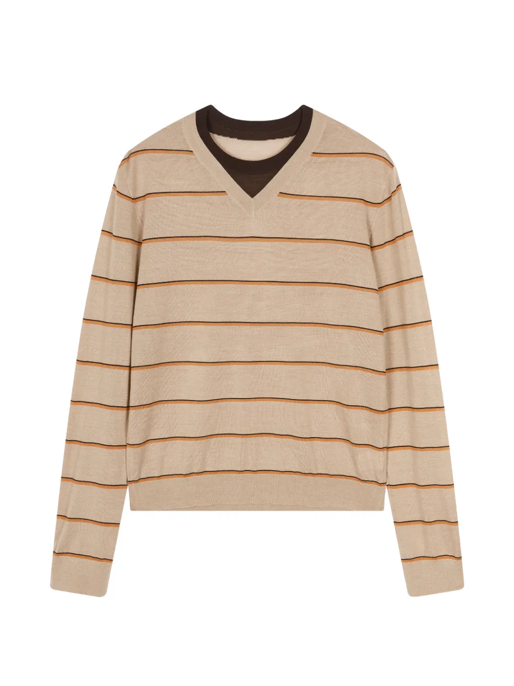 Jnby V-neck Striped Sweater In Neutrals