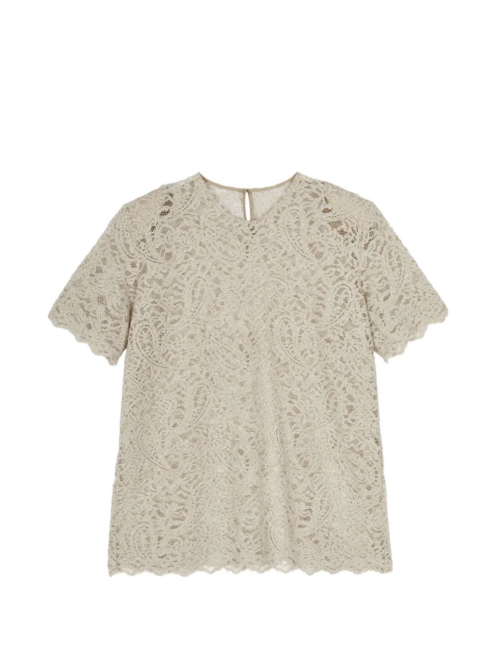 Jnby Short-sleeved Lace T-shirt In Neutrals