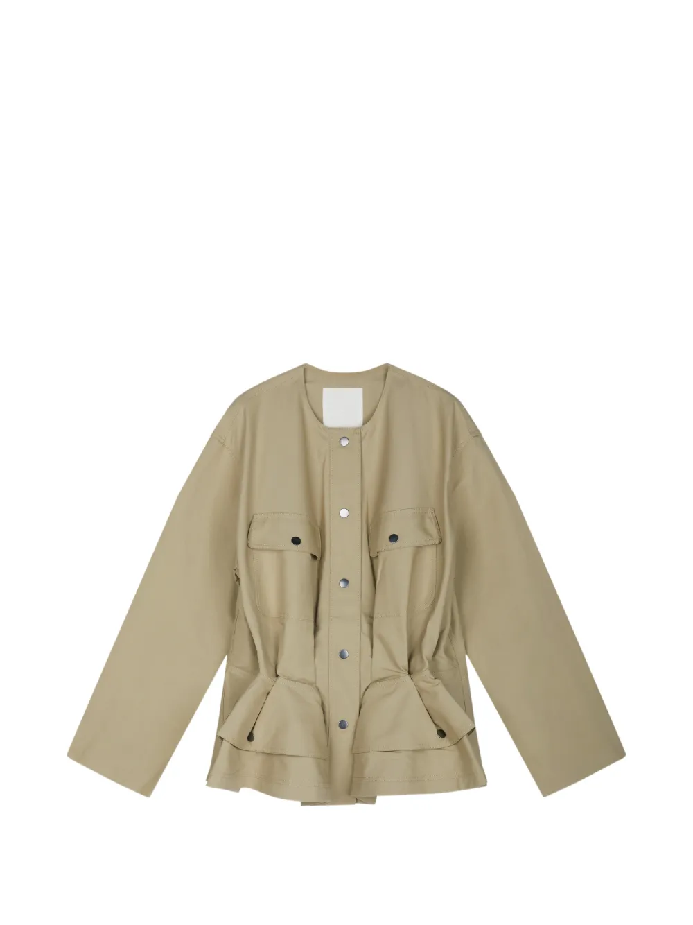 Jnby Draped-waist Cotton Jacket In Green