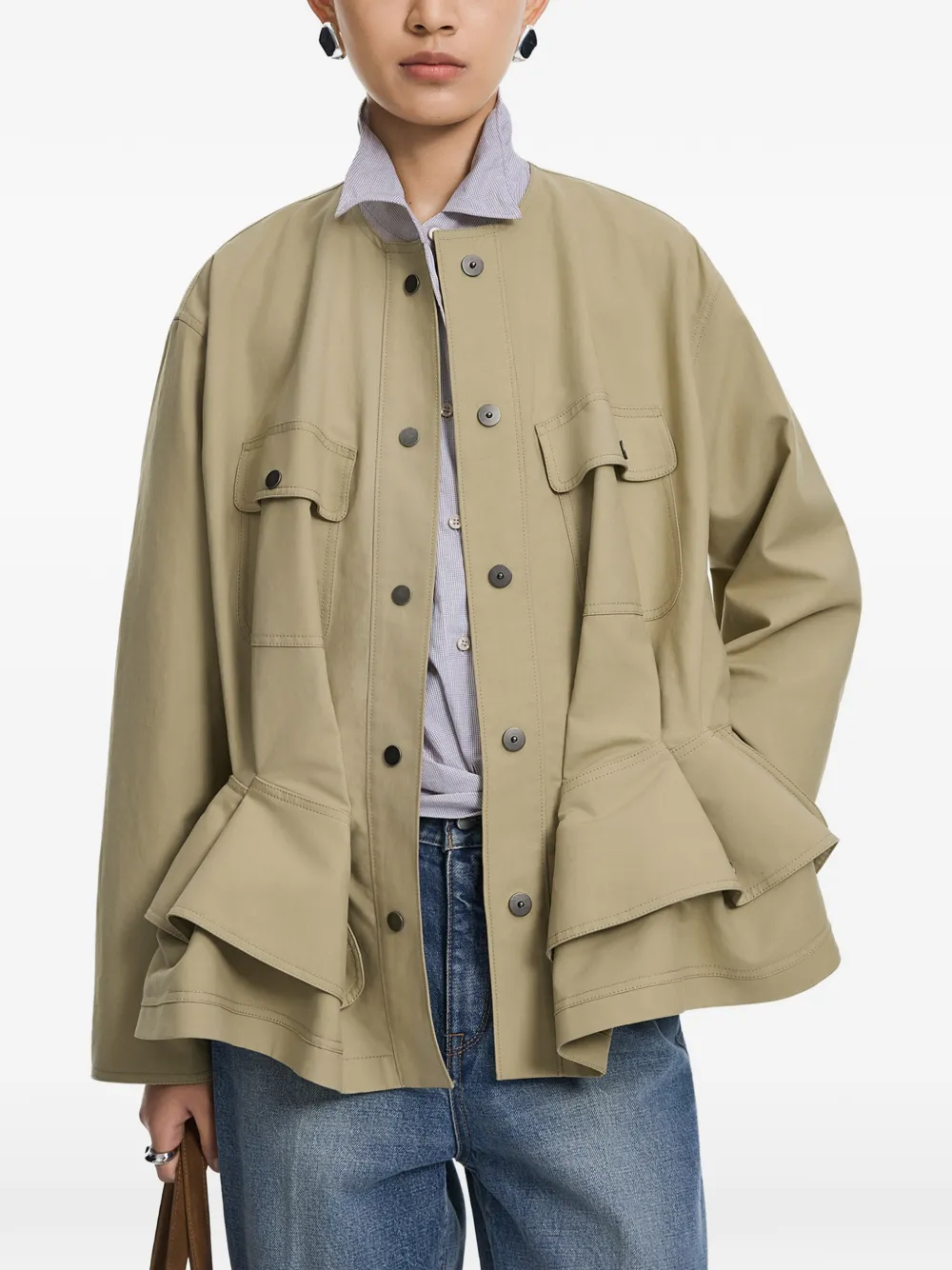 JNBY Jack met gedrapeerde taille en katoenen print Groen