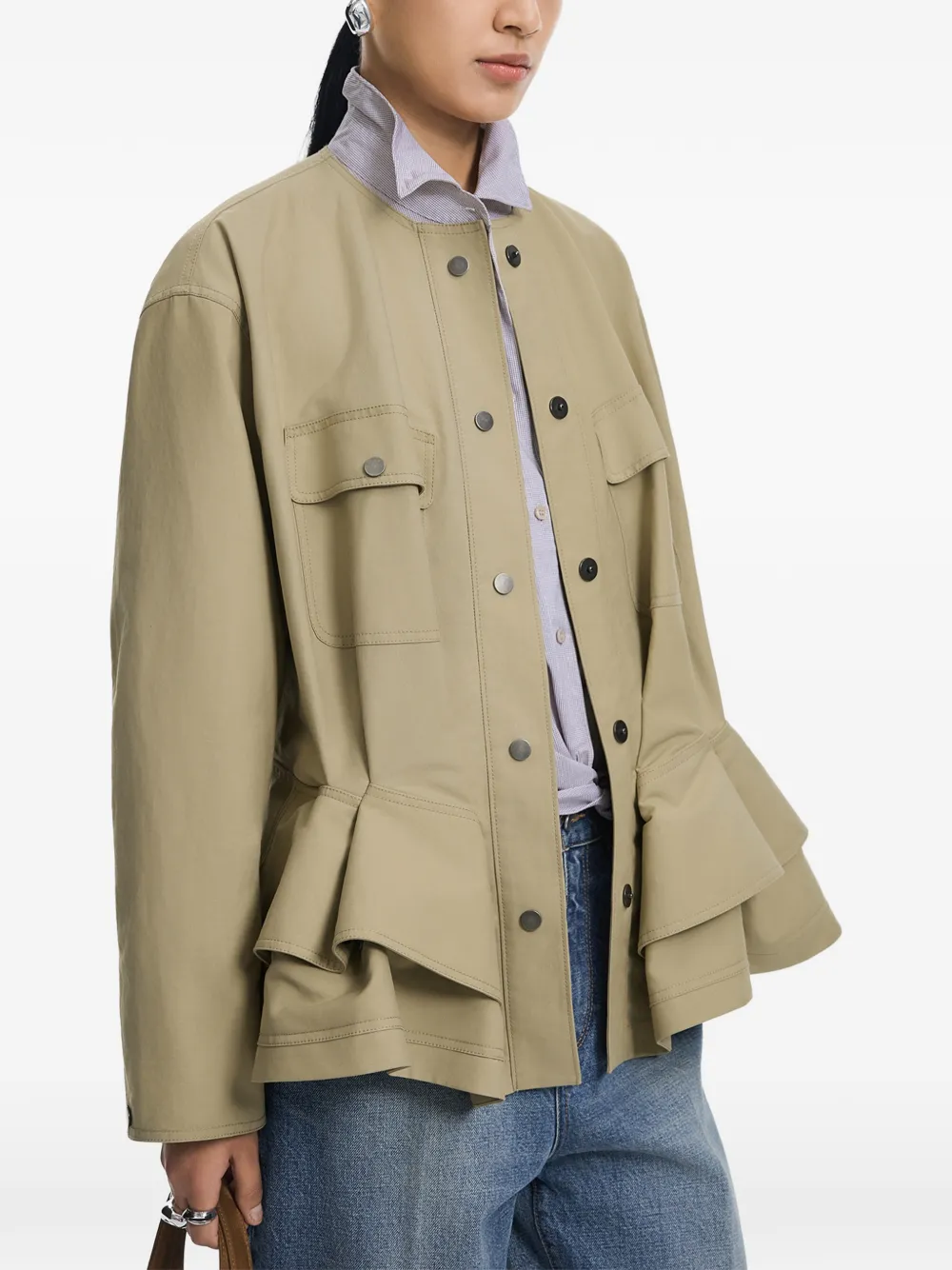 JNBY Jack met gedrapeerde taille en katoenen print Groen