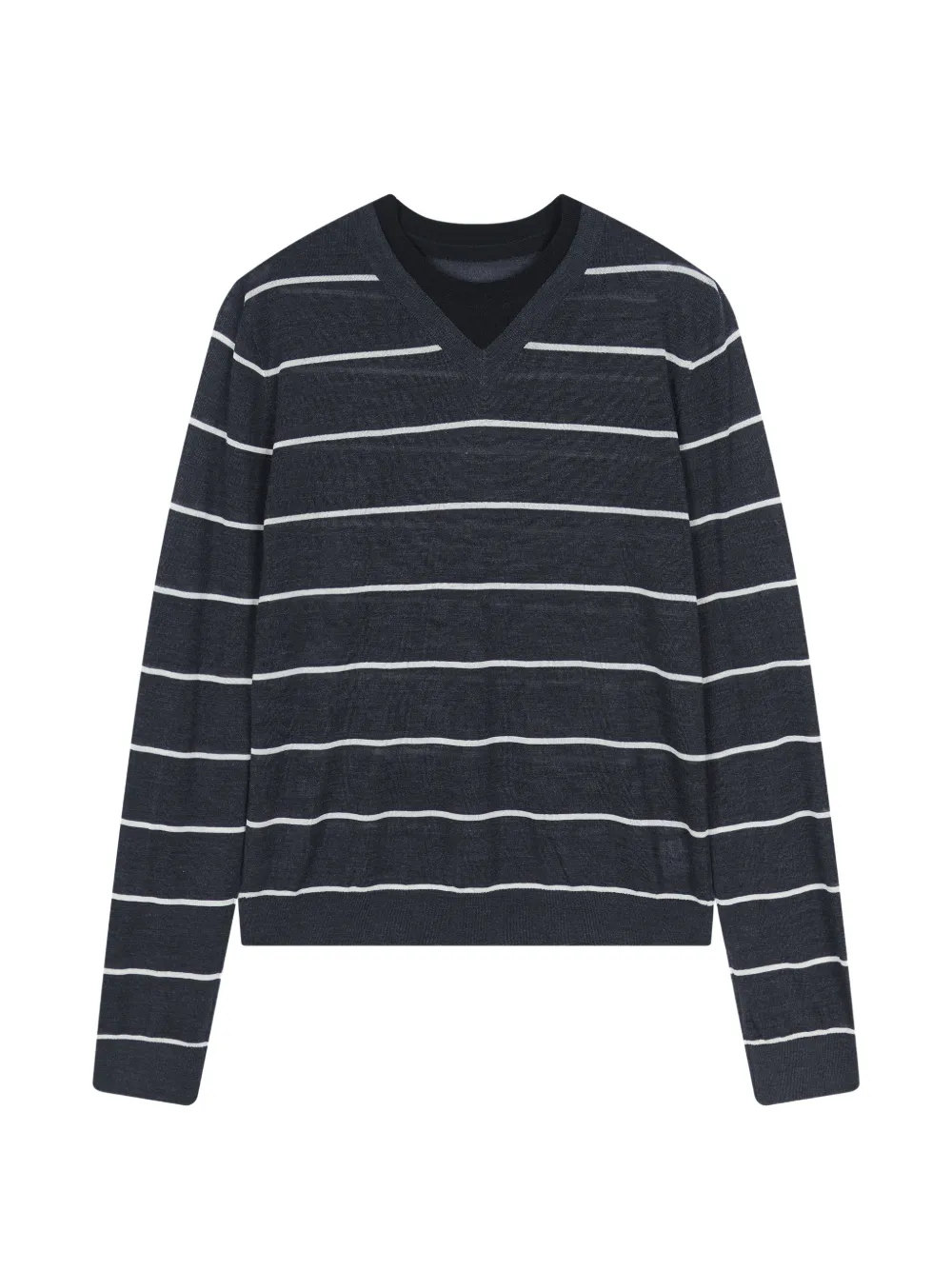 Jnby V-neck Striped Sweater In Grey