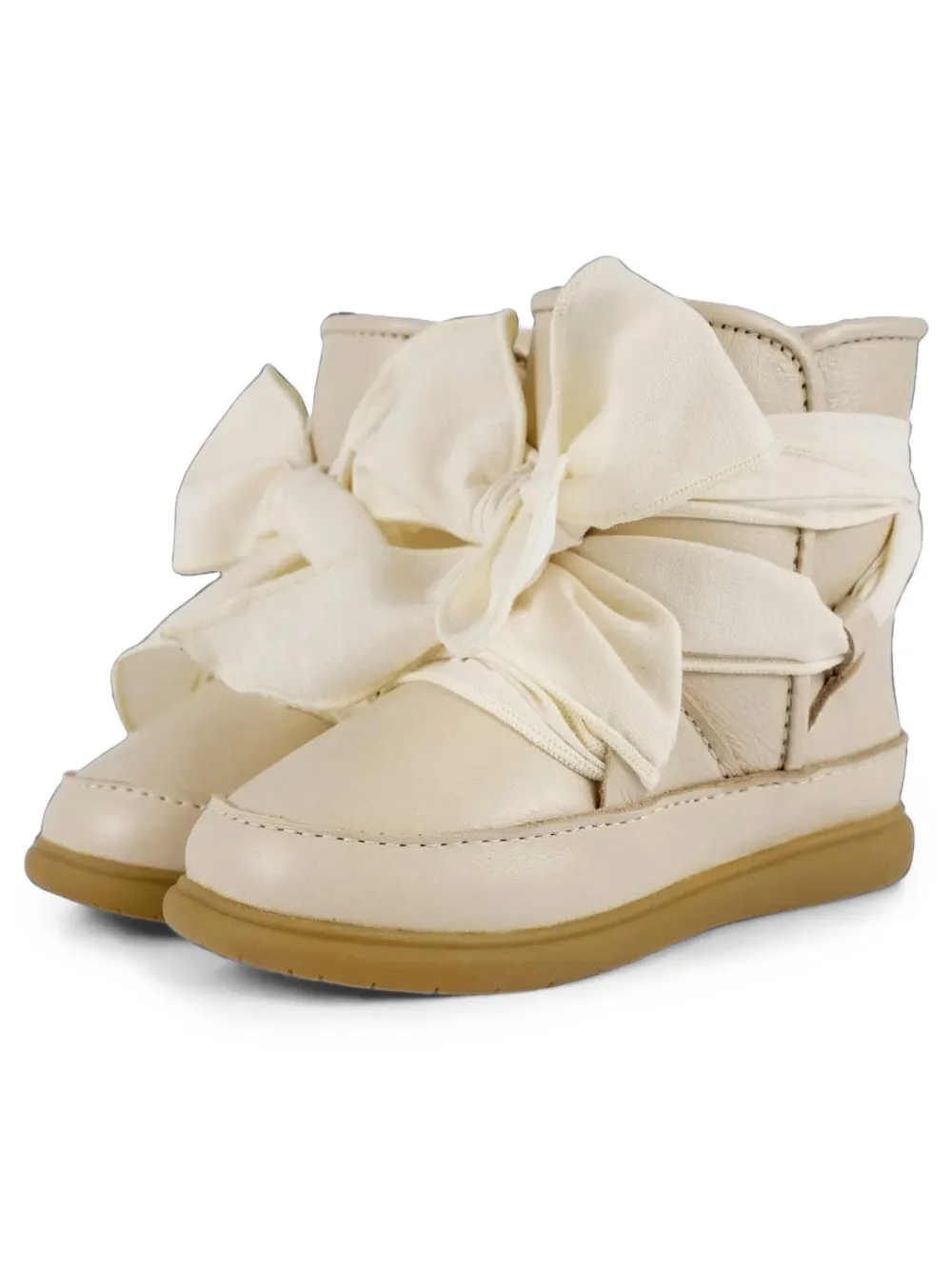 Donsje Maudi enkellaarzen met strikdetail Beige