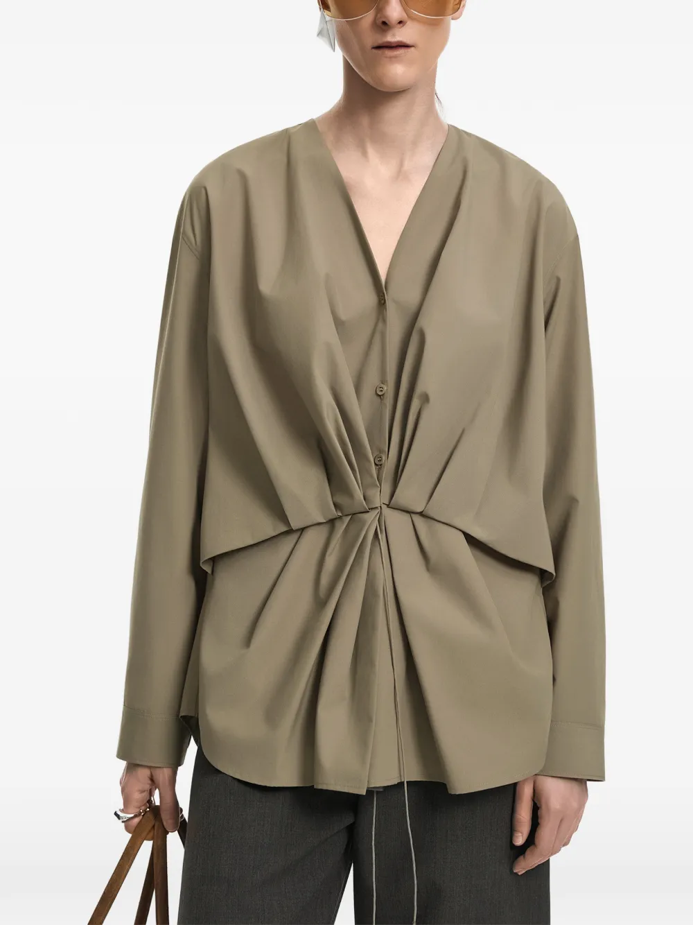 JNBY Gedrapeerde blouse met trekkoordtaille Grijs