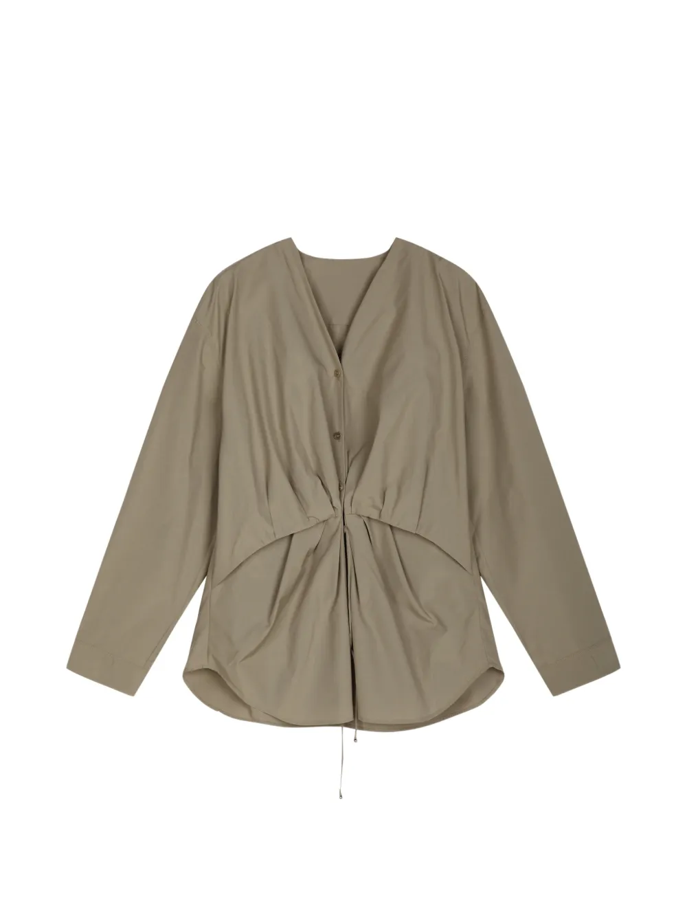 Jnby Drawstring-waist Draped Shirt In Grey