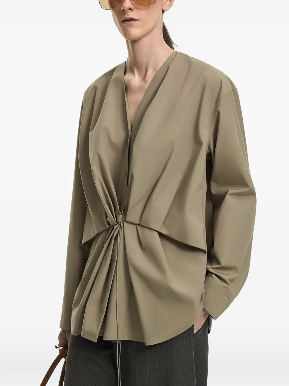 JNBY Gedrapeerde blouse met trekkoordtaille Grijs