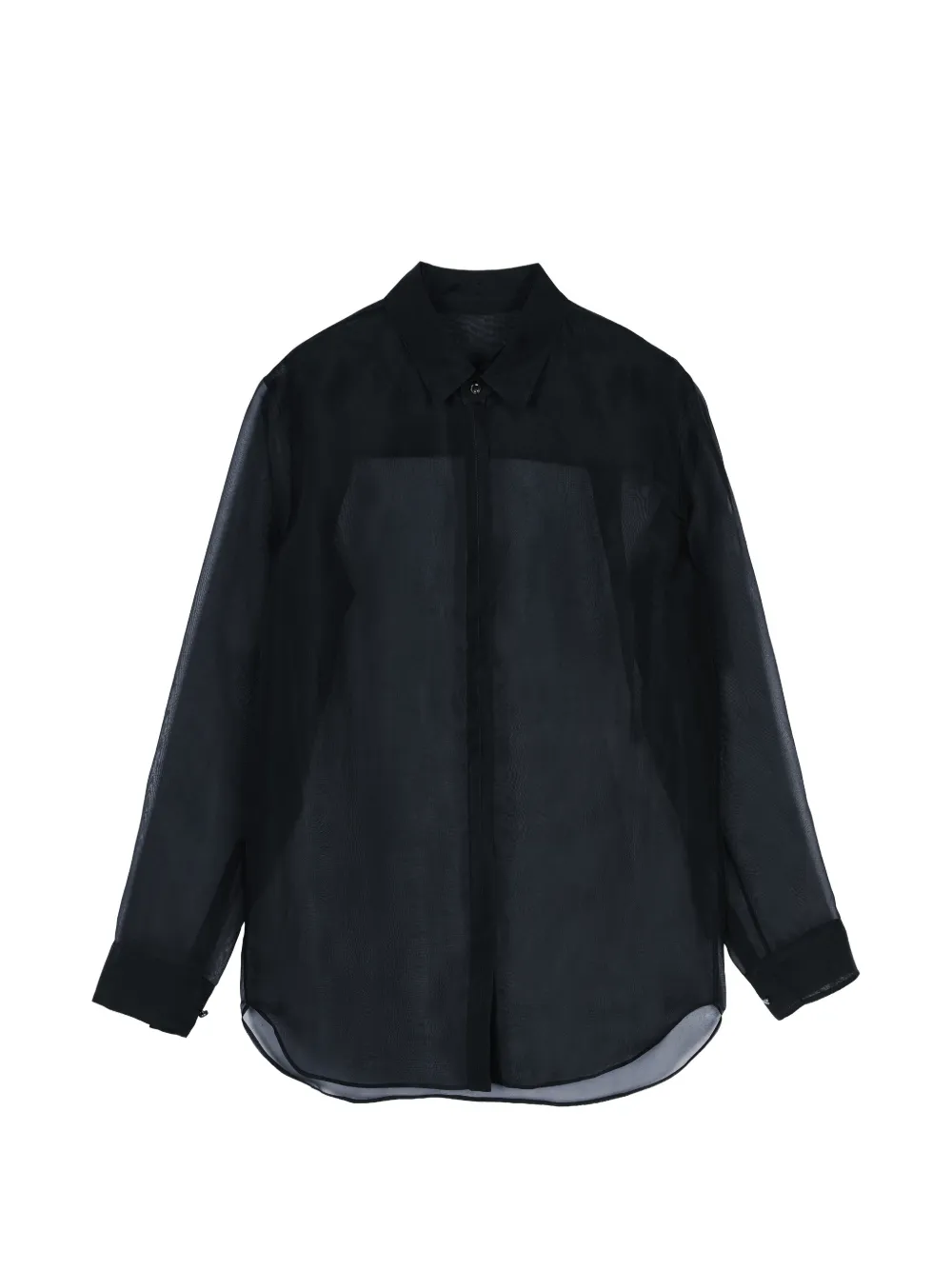 Jnby Long-sleeved Organza Shirt In Black