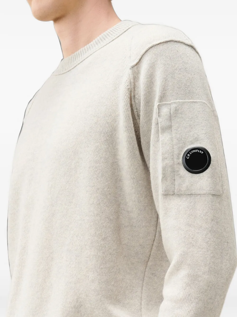 C.P. Company Lamswollen trui met ronde hals Beige