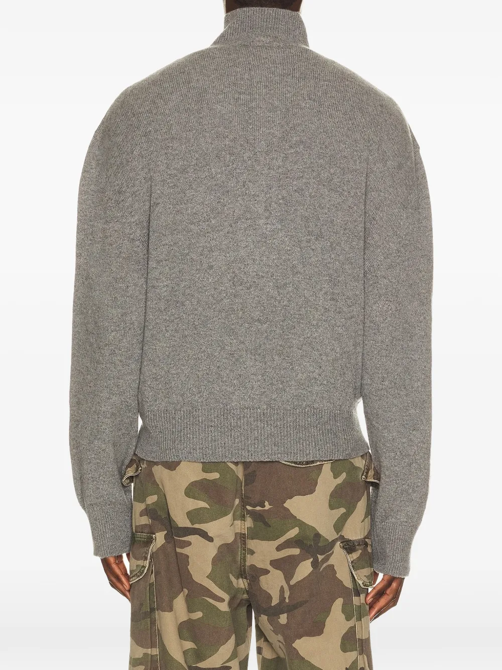 RHUDE quarter-zip logo-embroidered sweater Grijs