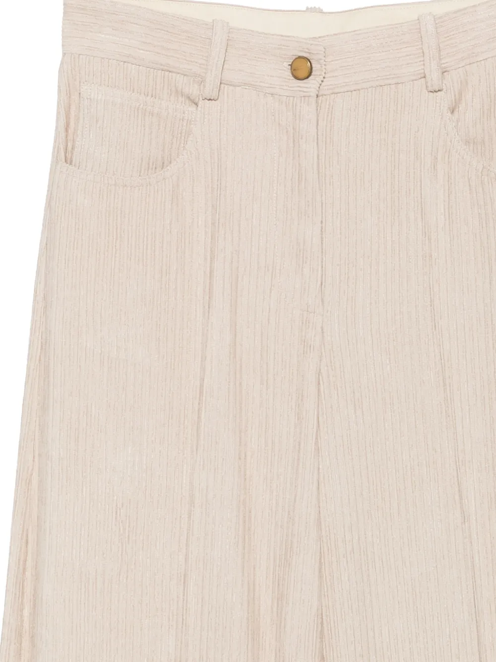 Alysi Ribfluwelen broek met vijf zakken Beige