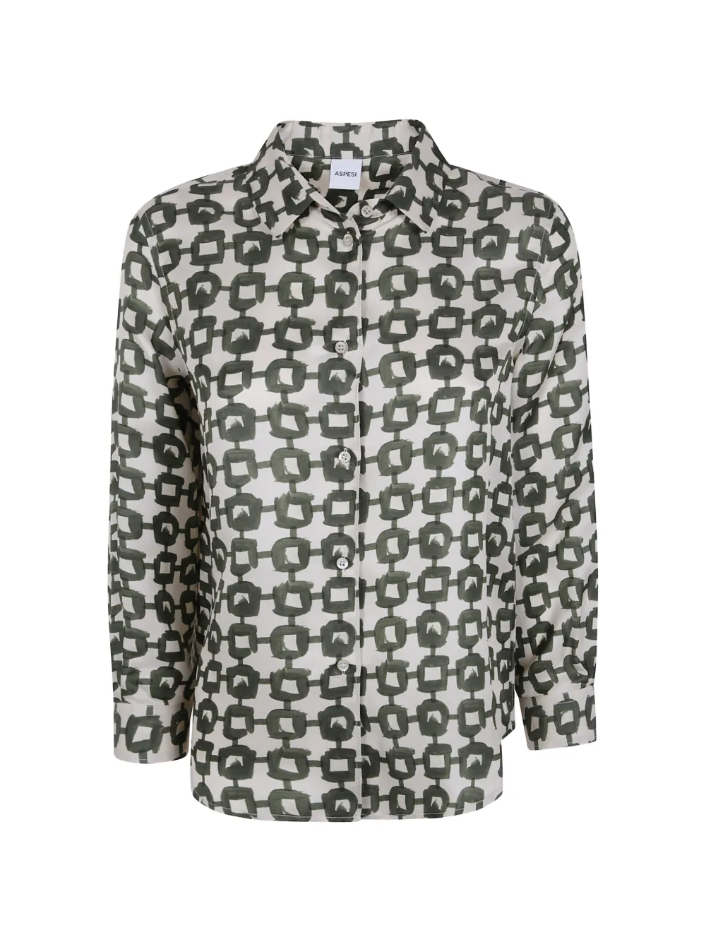 ASPESI geometric-print long-sleeve shirt - Nude