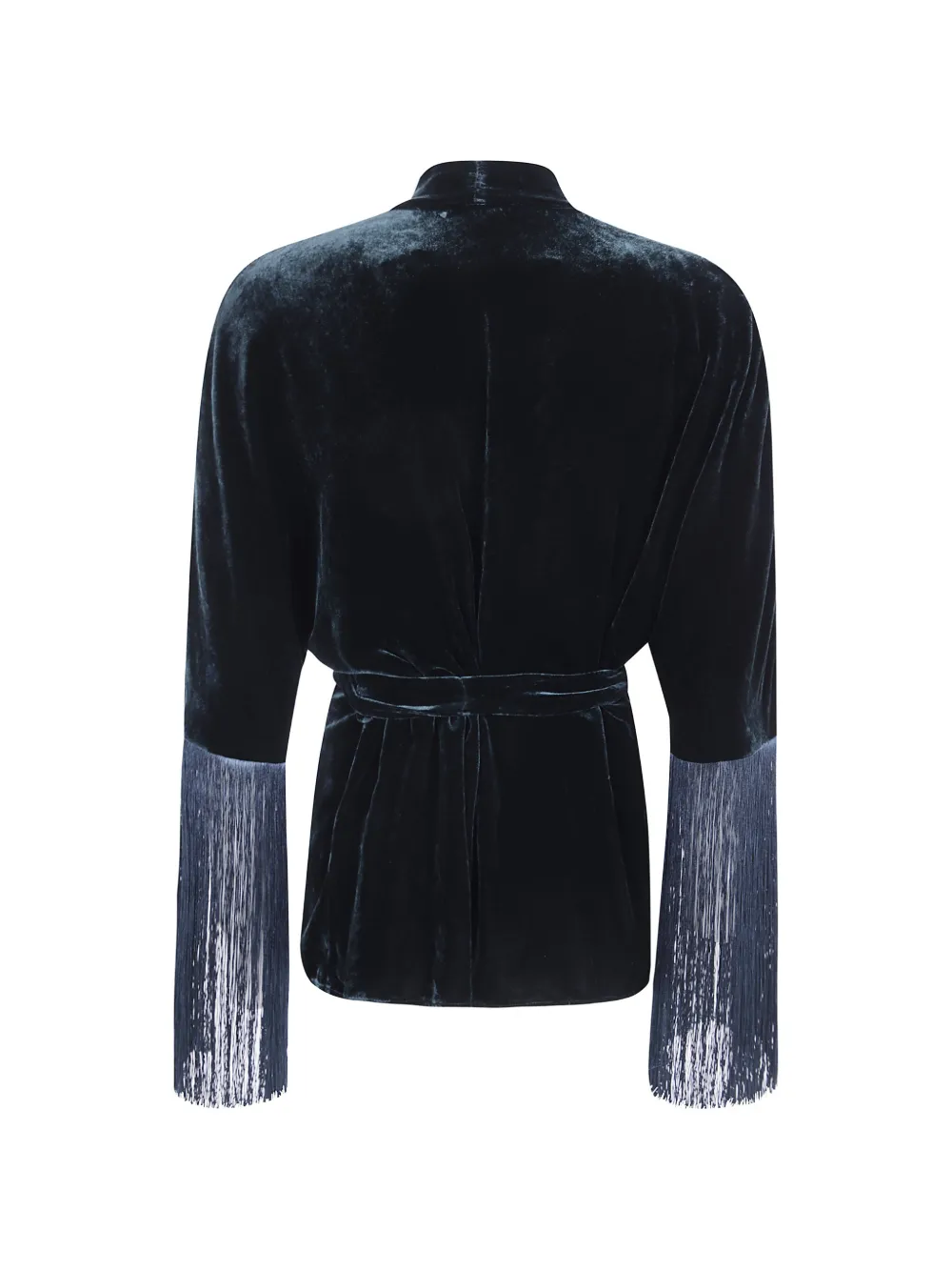 Antonelli Papavero poncho met franje afwerking en ceintuur Groen