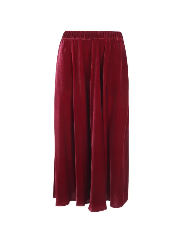 ASPESI Velvet-effect Pleated Maxi Skirt in Red
