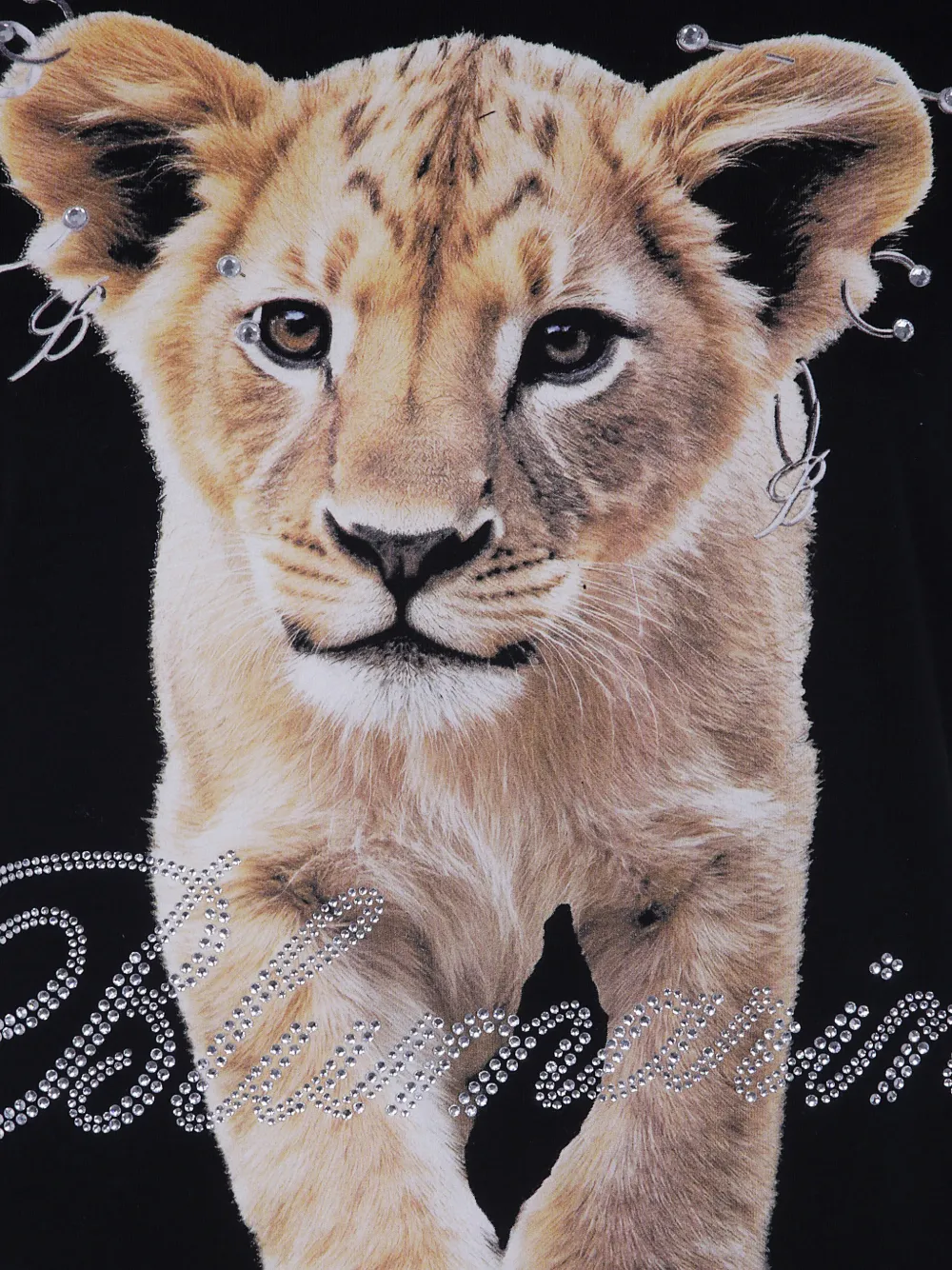 Blumarine T-shirt verfraaid met kristallen en leeuwenprint Zwart