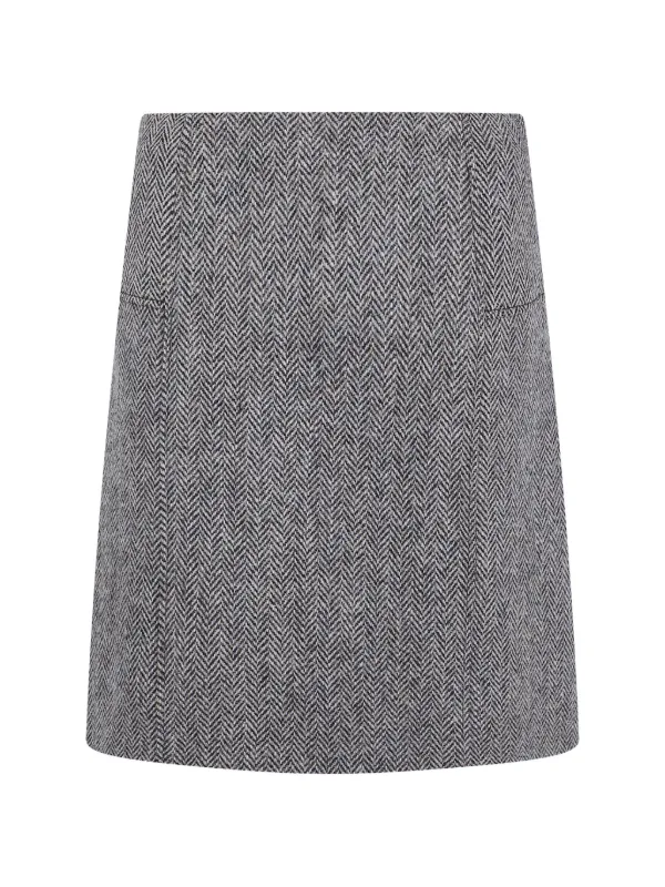 Paul Smith Herringbone-weave Wool Skirt in Grey