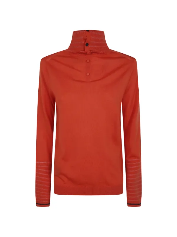 Paul Smith Button-up Roll-neck Sweater in Orange