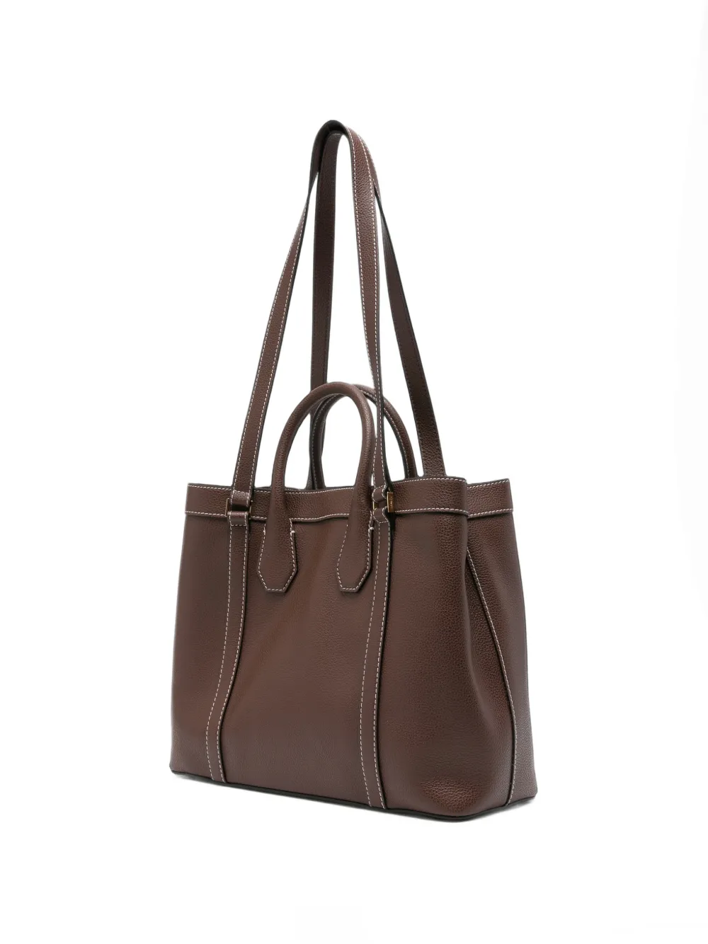 Lancel Belleville leren shopper met contrasterende stiksels Bruin