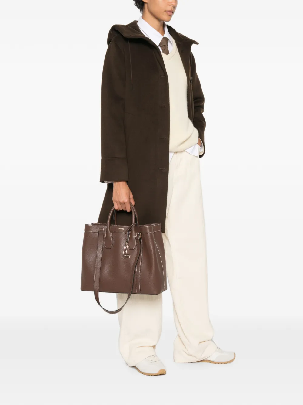 Lancel Belleville leren shopper met contrasterende stiksels Bruin