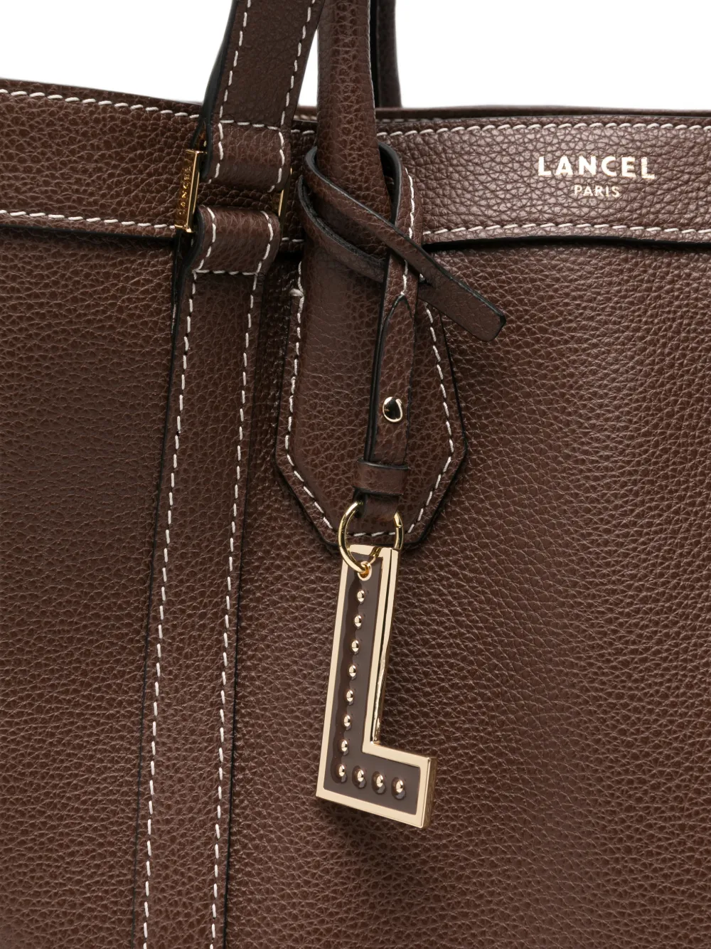 Lancel Belleville leren shopper met contrasterende stiksels Bruin