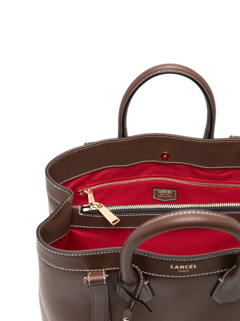 Lancel Belleville leren shopper met contrasterende stiksels Bruin