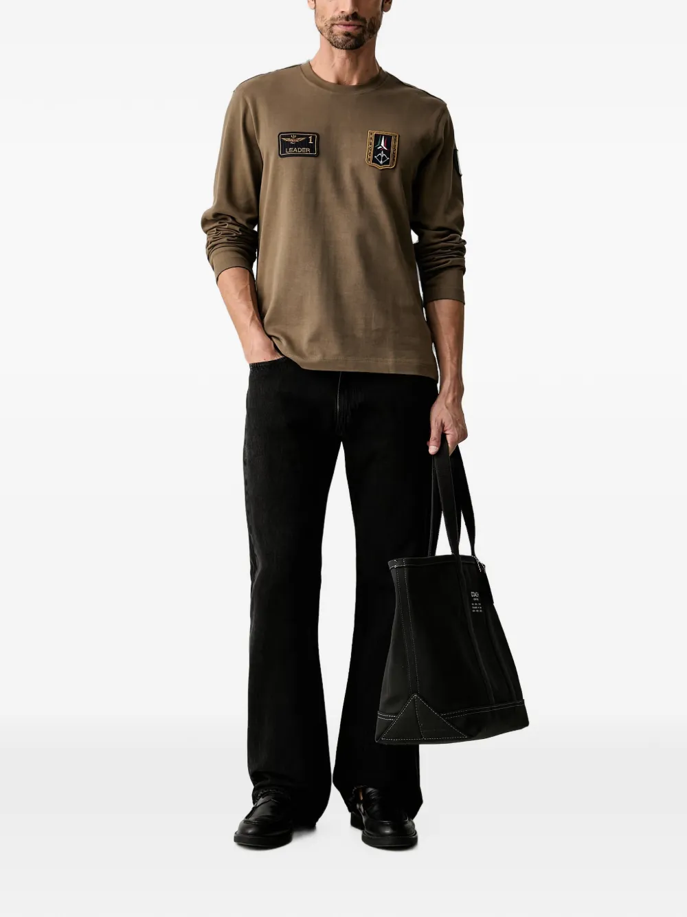 Aeronautica Militare T-shirt met patchdetail Bruin