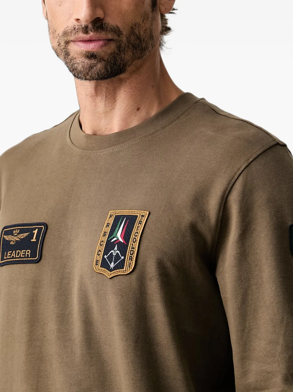 Aeronautica Militare T-shirt met patchdetail Bruin