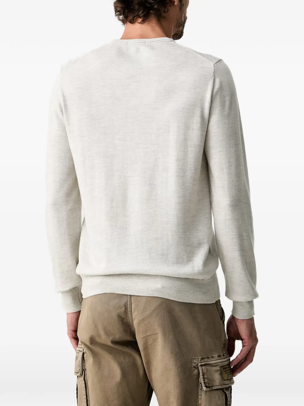 Aeronautica Militare Fijngebreide top met ronde hals en geborduurd logo Beige