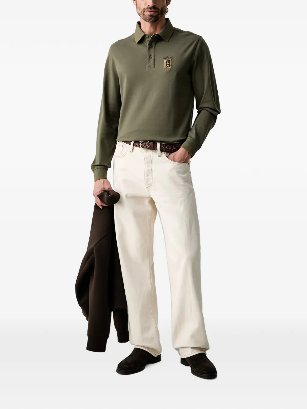 Aeronautica Militare Poloshirt met lange mouwen Groen