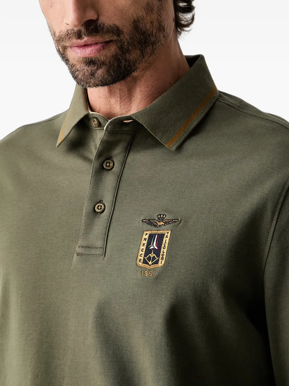 Aeronautica Militare Poloshirt met lange mouwen Groen