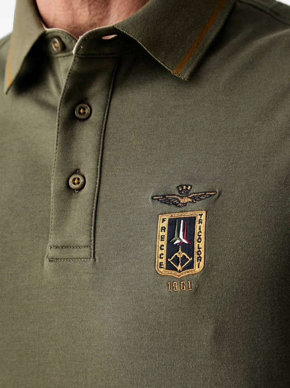 Aeronautica Militare Poloshirt met lange mouwen Groen